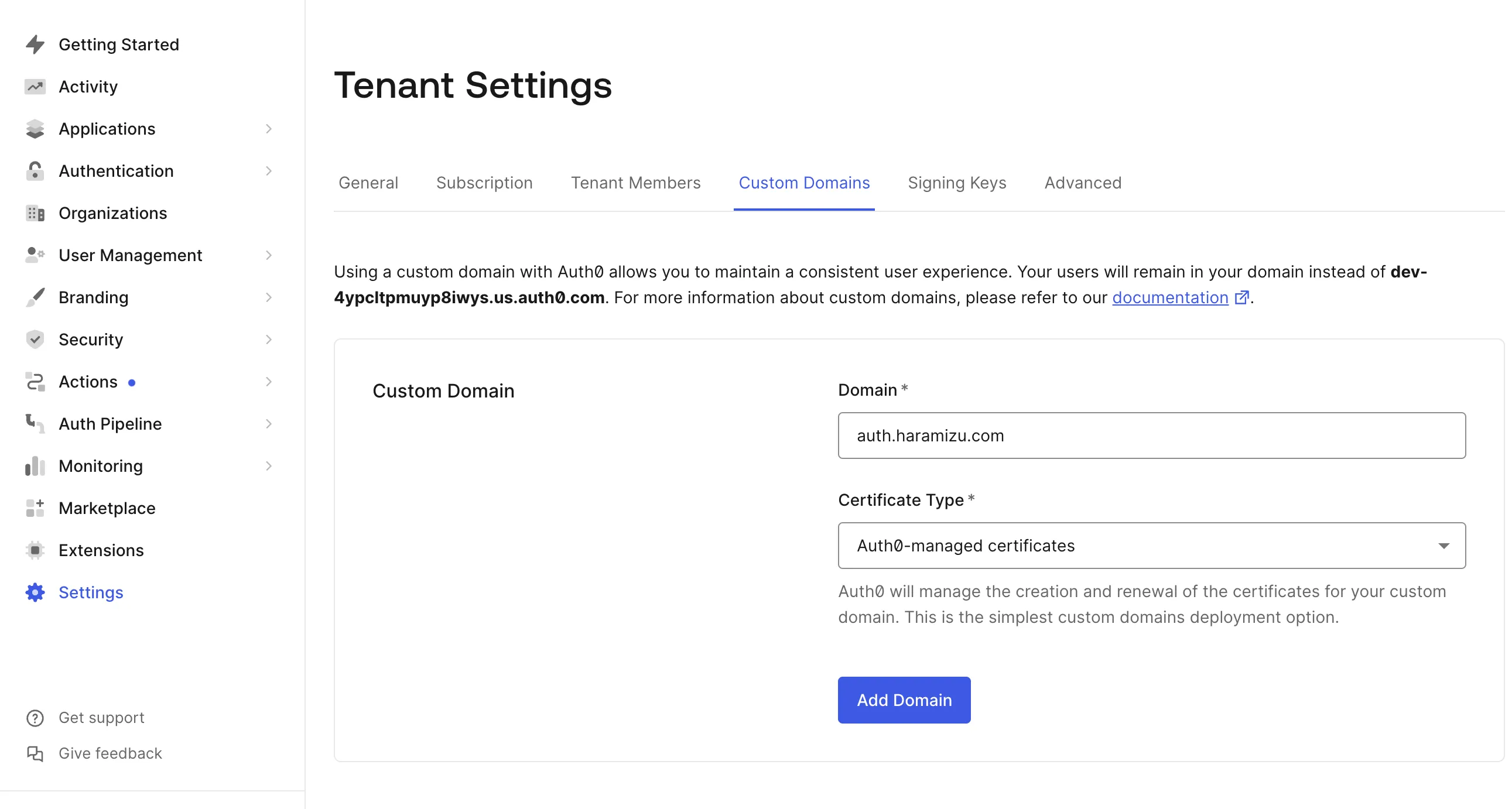 Tenant Settings