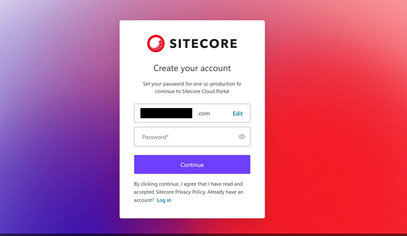 Create your account password