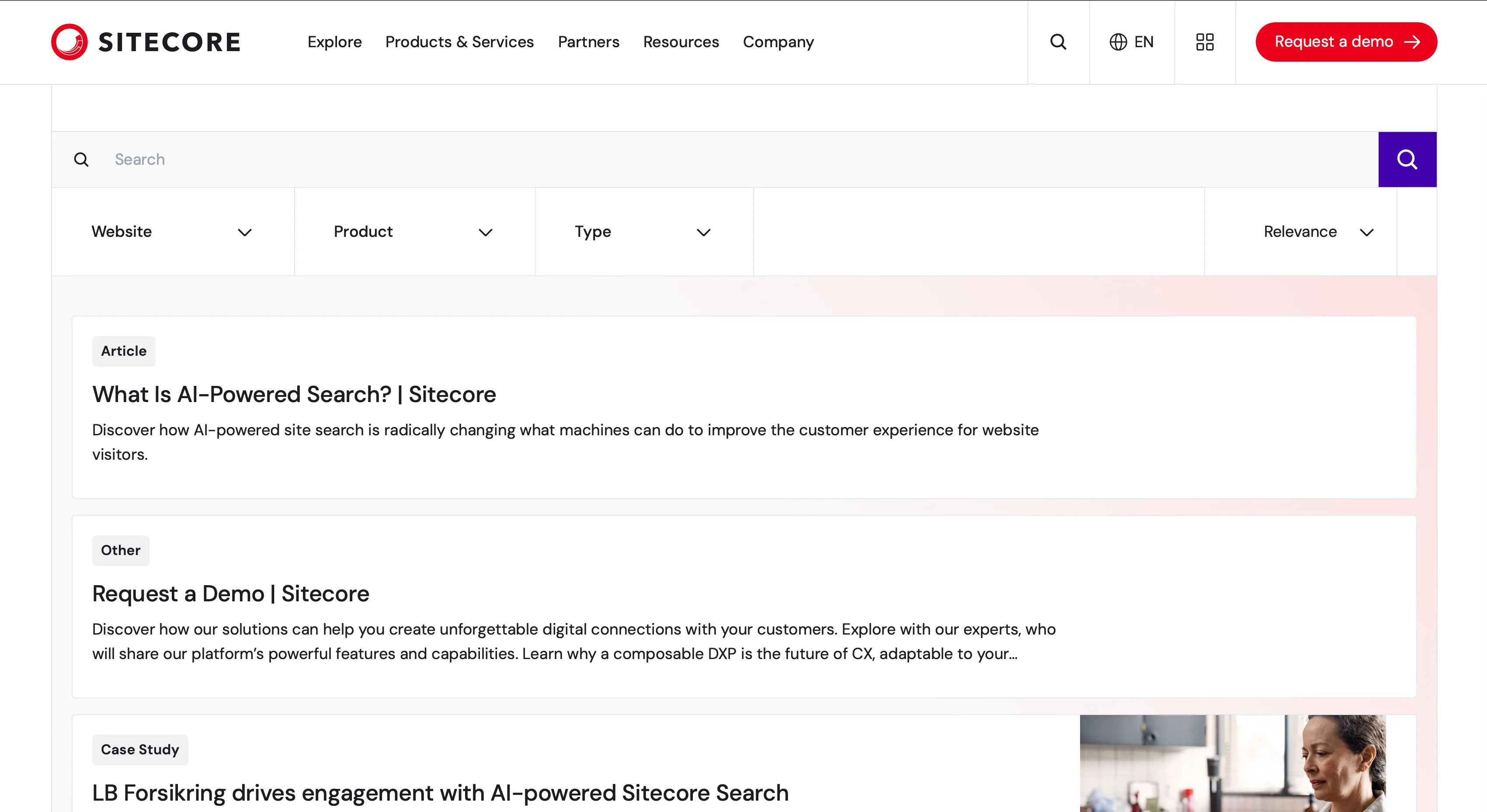 Sitecore.com Search