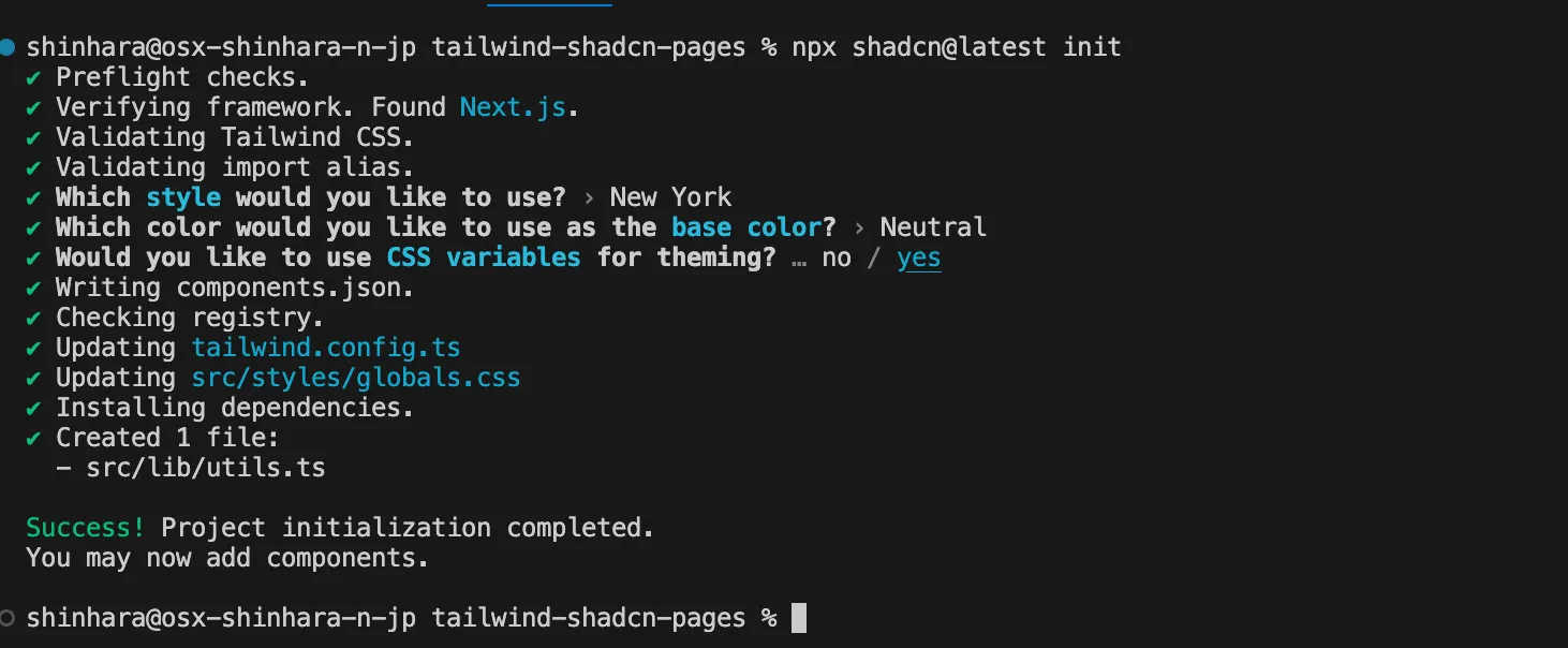 npx shadcn@latest init