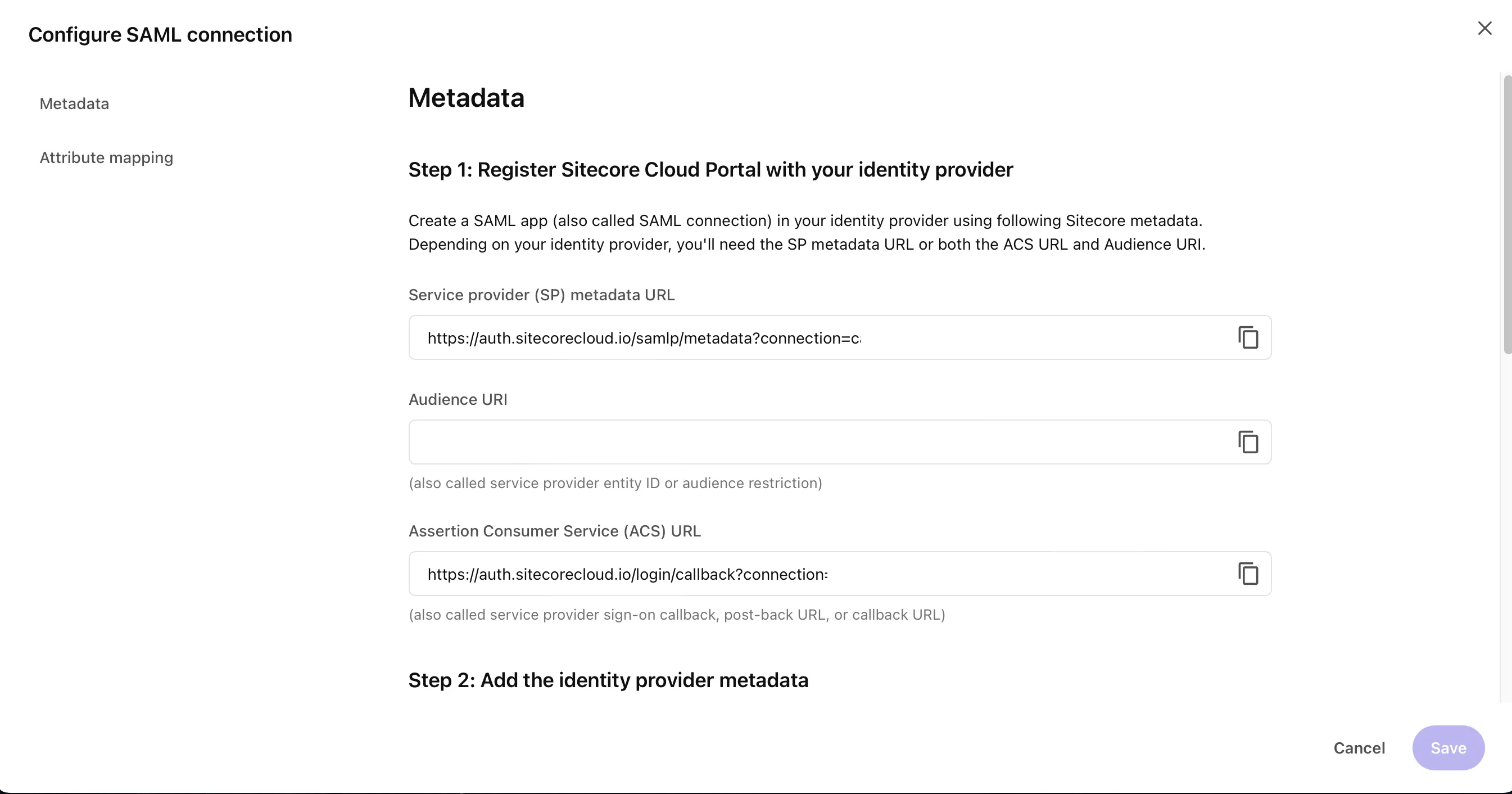 Configure SAML connection