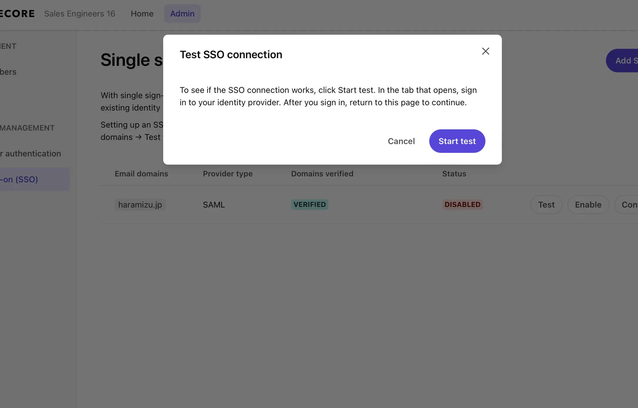 Test SSO Connection