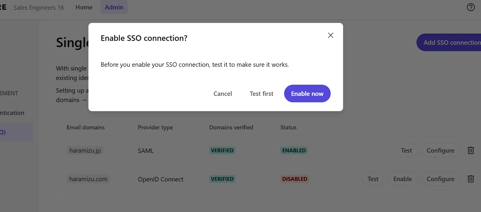 Enable SSO Connection