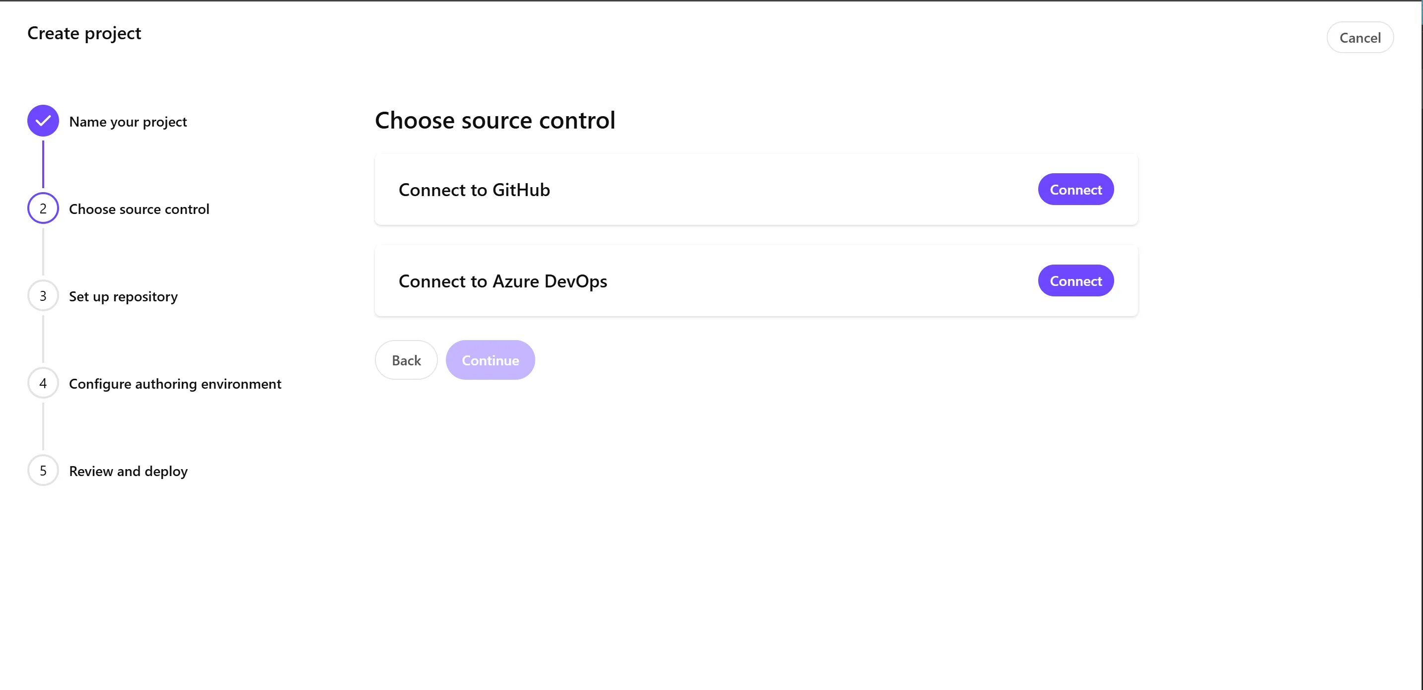 Choose source control