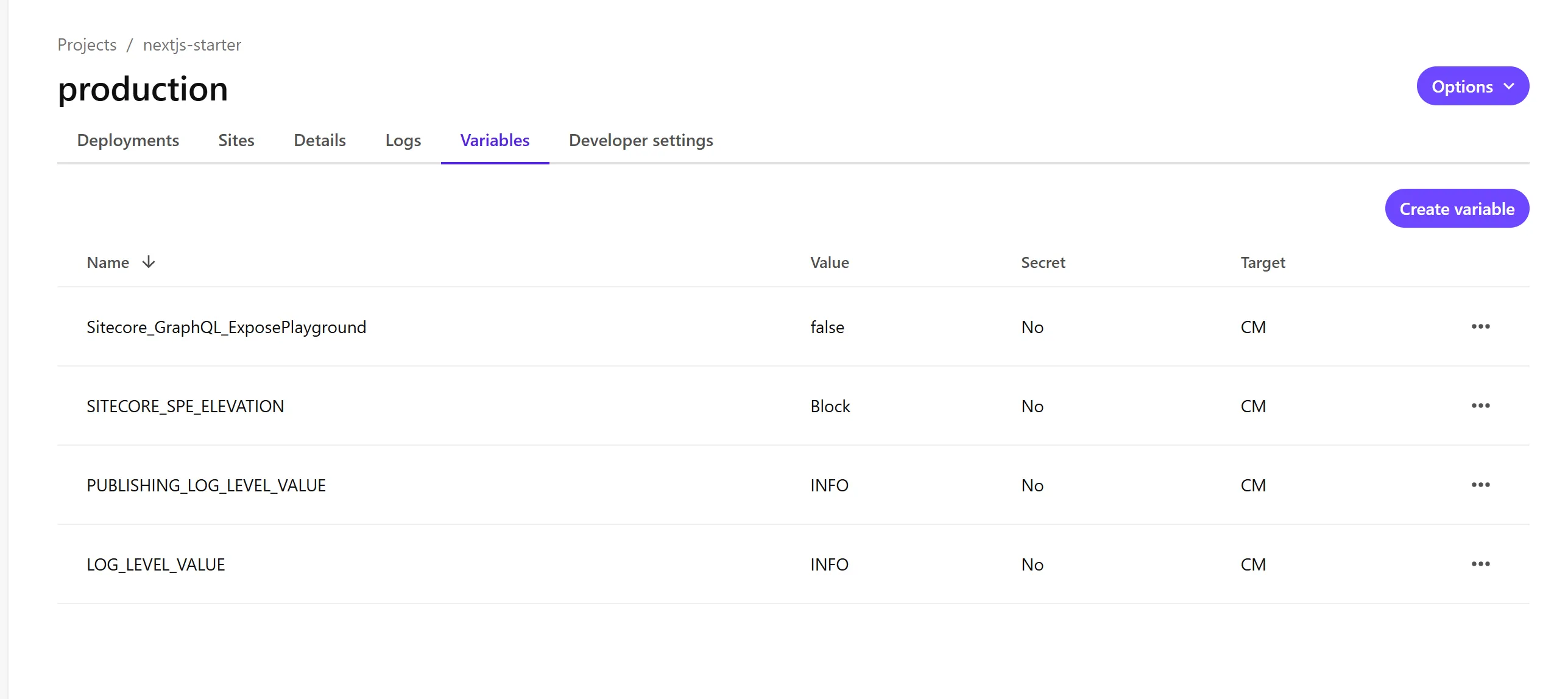 Environment variables